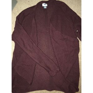 maroon cardigan